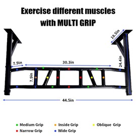 ptlsy Wall Mounted Pull Up Bar with Multi Grip for Pull-up Chin-up Multifunctional Heavy Duty Chin Up Bar Ideal for Home Gym Fitness and Workouts Cross-Training Full Body Strength Training