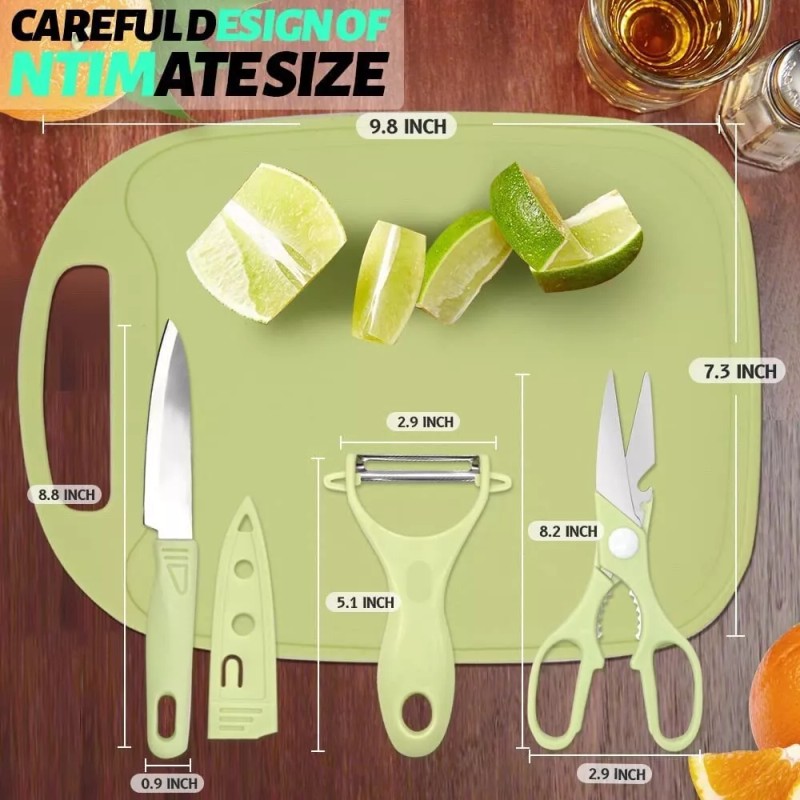 Unbranded Mini Travel Cutting Board Set 4pc. Green