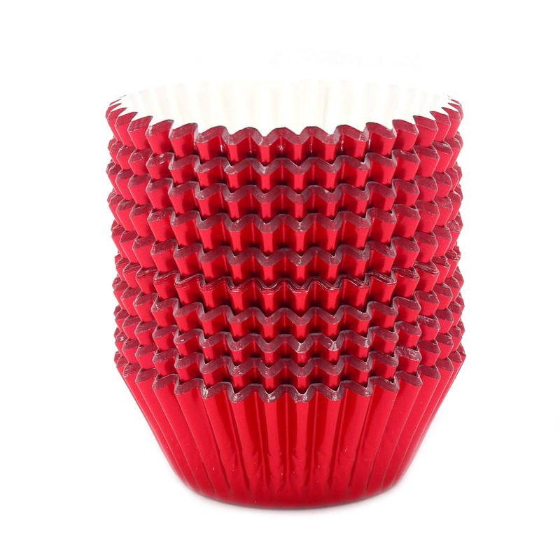 Mombake Standard Red Foil Cupcake Cases Muffin Baking Cups for