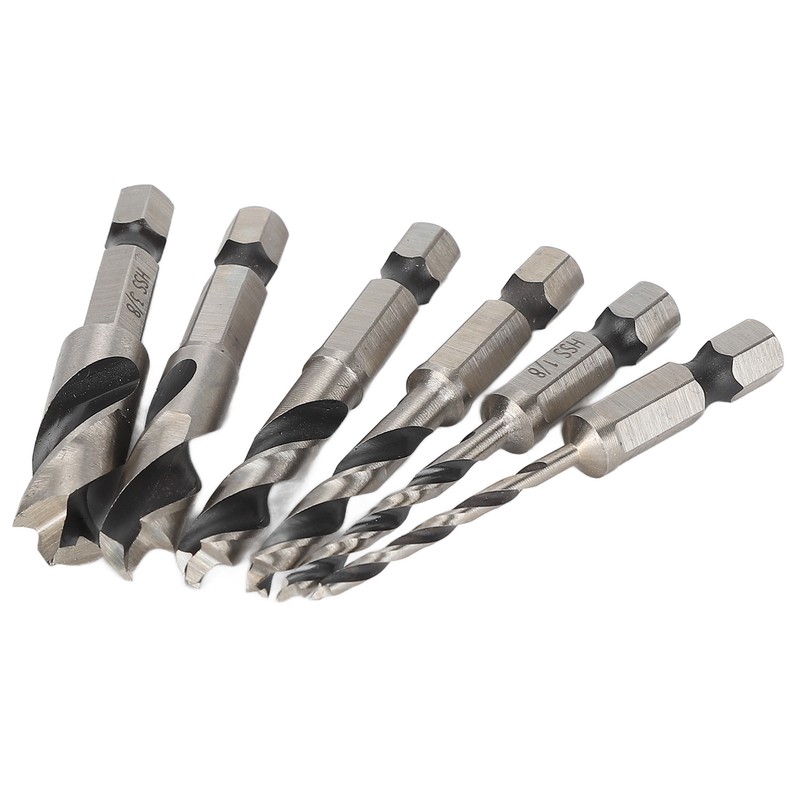 6Pcs 3 Point Drill Bit High Speed Steel Imperial Wood