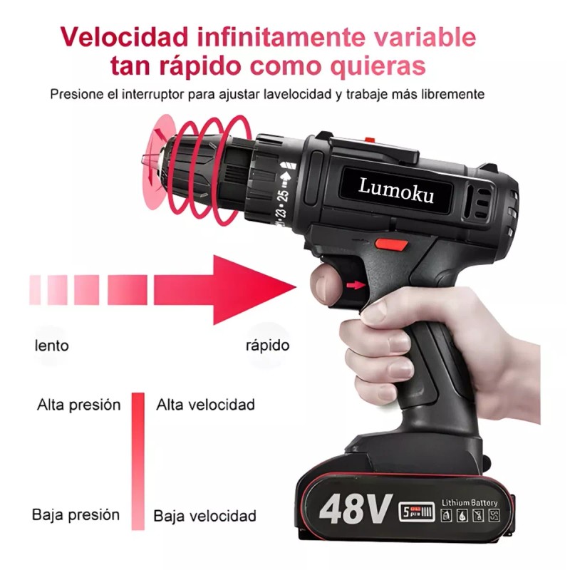 Lumoku Kit Taladro Inalámbricos Desatornillardor Electrico 42v 3/8