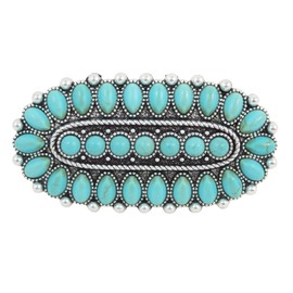 Skelapparel Bohemian Style Blue Squash Blossom Howlite Oversized Cuff Fashion Ring