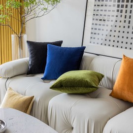 Demetex Summer Pillow Covers 12x20 Green Velvet Lumbar Accent Pillowcases Decorative Rectangle Throw Pillows for Couch Bedroom Sofa Chair Lounge Decor, Set of 2, 12 x 20 inch, Green