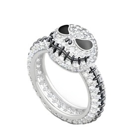 Dtexhif The Nightmare Before Christmas Rings for Women Silver Cubic Zirconia Jack Skellington Rings Jack Skeleton Statement Rings (6)