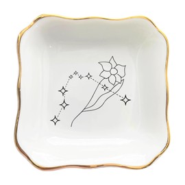 BAT TRANG Zodiac Jewelry Dish, Aquarius Trinket Tray, Horoscope Ring Holder, Minimalist Zodiac Ring Dish, Zodiac Sign Gift, Birthday Gift Ideas