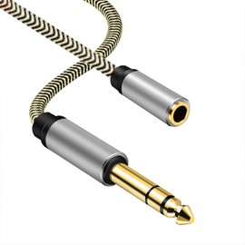 6.35 Male to Female 3.5 Headphones Adapter 6Ft,TRS 1/4 to 3.5mm Stereo Cord 6.35mm 1/4 Male to 3.5mm 1/8 Female for Amplifiers, Guitar Amp,Home Theater Devices, or Mixing Console (6Ft/2m)