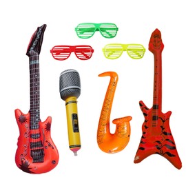 7 Stück Luftgitarren Zum Aufblasen - Aufblasbare Props Set, Fotobox Accessoires, Party Zubehör, Luftgitarren zum Aufblasen, Fotobox Accessoires für Hochzeit, Geburtstag, Party - Ballons und Supplies