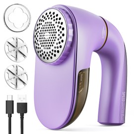 POPCHOSE Fabric Shaver, Lint Remover for Clothes, Lint Shaver with 6-Leaf Blades, 2 Speed Sweater Shavers to Remove Pilling for Clothing, Couch, Furniture, Fuzz, USB Rechargeble, Purple
