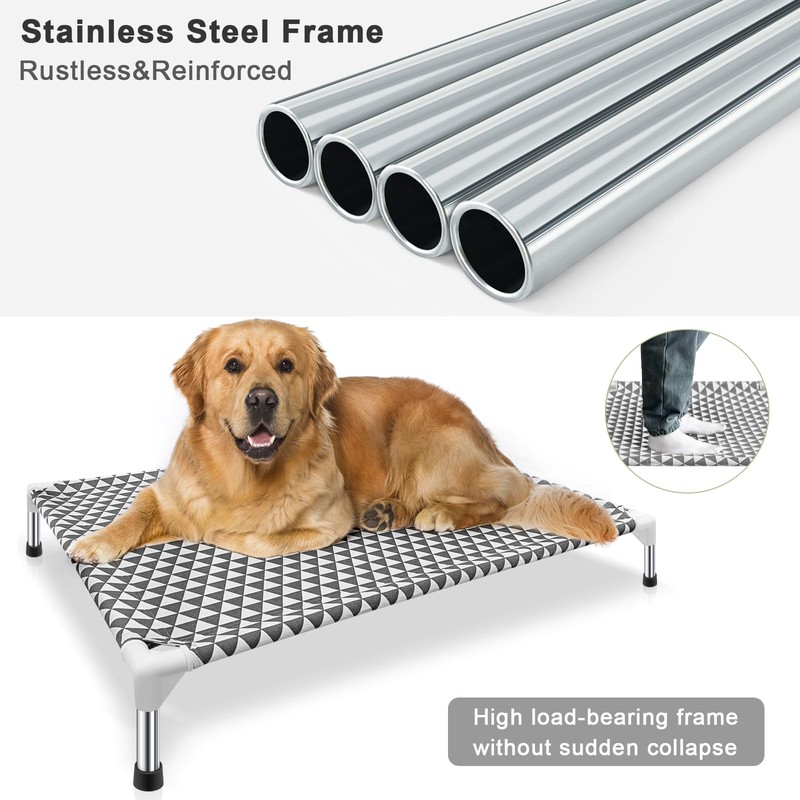 Elevated Outdoor Dog Bed, Large Size, Cotton Material, Non-Slip Feet,
