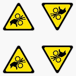 Mechanical Watch Your Hands! Entanglement Warning Safety Danger Vinyl Sticker Waterproof Bumper Sticker Laptop Window 5"