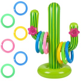 Cactus Toy, Inflatable Toys for Hawaiian Party Decorations, Ring Toss Game Set with Six Rings, Pool Games for Adults, Beach Party Decorations and Backyard Entertainment