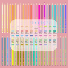 YYWANGART Colored Pencils Set,50 Color Pastel Colored Pencils for Adult Coloring Books,Soft Core Pencil for Drawing Sketching Shading (Zipper Bag)