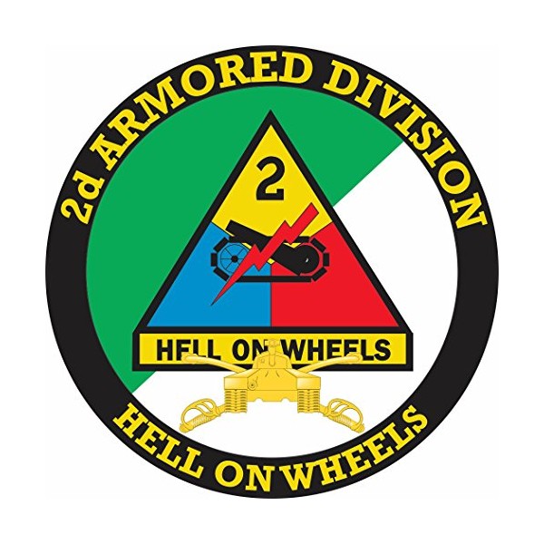 2nd Armored Division with Armor Insignia 5.5 Inch Decal (2 Pack)