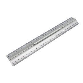 Wedo 0525235 Ruler made of Aluminium 30 cm with Handle for Right and Left Handers with Slip-Proof Rubber Attachments
