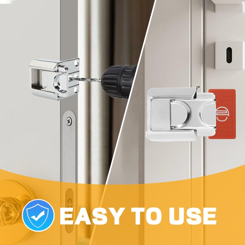 Door Lock Security, Upgraded Childproof Door Reinforcement Latch Silver 002