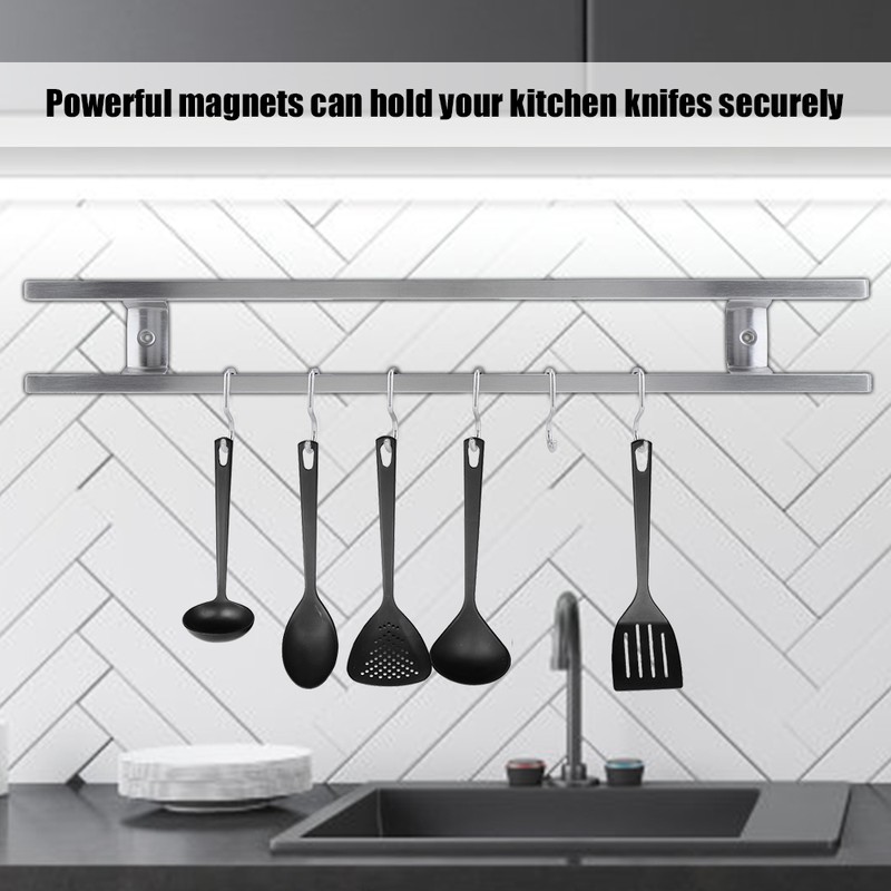 Stainless Steel Magnetic Knife Holder Wall Mounted Double Bar Kitchen