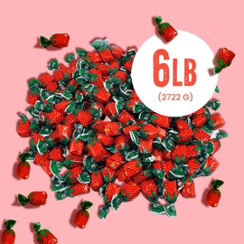 Strawberry Bulk Candy – Cambie Strawberry Hard Candy with Fruit-Filled Center, 6 lbs Individually Wrapped Bon Bons for Piñata Filler, Candy Bags, Party Favors Fruit-Filled Center