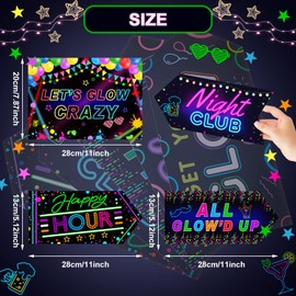 20 Letreros de Decoración de Fiesta de Brillar en Oscuridad Decoración de Signo de Neón de Fiestas de Brillar Decoraciones de Fiesta de Feliz Cumpleaños de Neón Let's Glow Crazy Cartel de Bienvenida