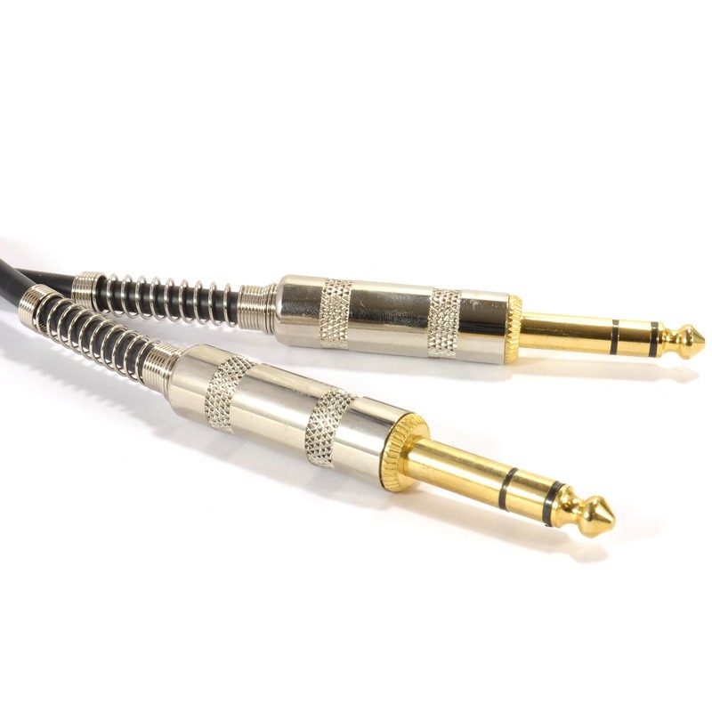 kenable GOLD Stereo/Balanced Jack 6.35mm METAL Plugs Cable Lead Black