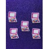 5pc. Pink Eyeshadow Resin Planar Flatback, Makeup Cabochon, Bow Center