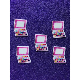 5pc. Pink Eyeshadow Resin Planar Flatback, Makeup Cabochon, Bow Center