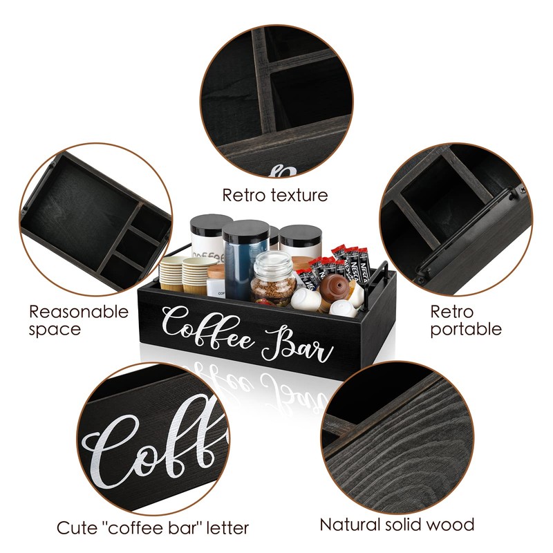 MINCORD Coffee Station Organizer Wooden Coffee Bar Holder Accessories for