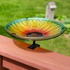 Sunnydaze Glass Bird Bath Bowl - Includes Deck Clamp and