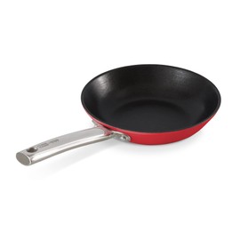 DASH Delish Lightweight Cast Iron Skillet - Everyday Cookware for Convenient Cooking - Enamel Interior, Easy to Clean, and Oven-Safe - Stainless Steel Handle - Red, 10-Inch