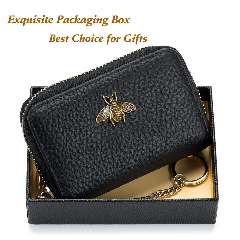 imeetu RFID Credit Card Holder, Small Leather Zipper Card Case