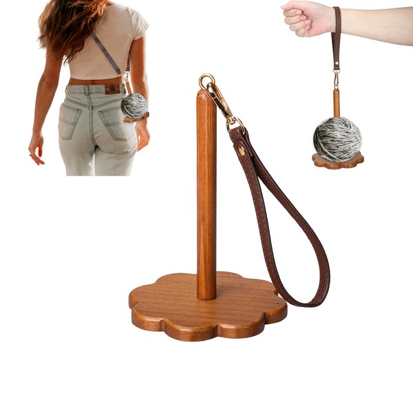MiiMoo Portable Yarn Holder - Wooden Yarn Spool Holder with