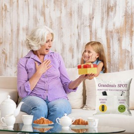 ONFAON Grandma Gifts, Grandma's Spot Throw Pillow Covers 18x18 Inch,Birthday Christmas Thanksgiving Day Gifts for Grandma Mom,2-Pocket