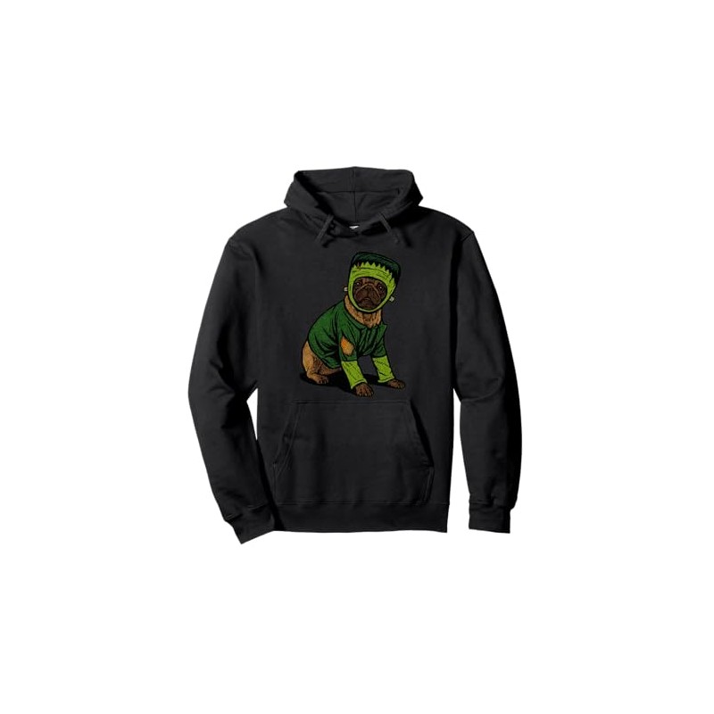 Frankenstein Pug in Green Costume Pullover Hoodie