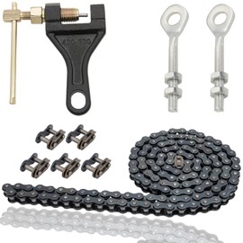 420 Motorcycle Chain 420 Standard Roller Chain 132 Link, 420 Drive Chain for 110 125cc Dirt Pit Bike ATV Quad Go Kart Scooter Mini Bike (with Chain Breaker +0.4" Chain Axle Adjuster)