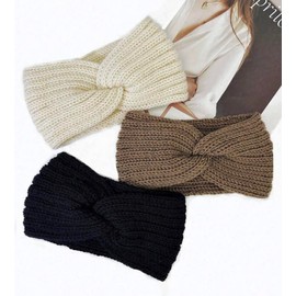 Women's Winter Headband, Women's Knitted Headband, Women's Winter Wide, Ear Warmers, Women's Thick Headbands, Girls, Knitted Headwrap, Elastic, Pack of 3