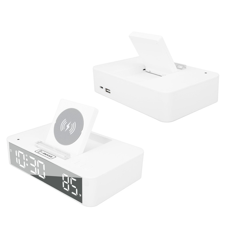 10W Digital Alarm Clock One Button Lifting LED Mirror Electronic