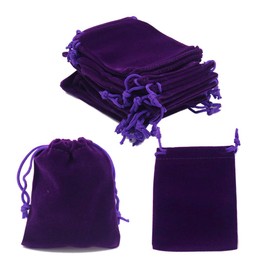 HRX Package Small Velvet Jewelry Bags with Drawstring, 20pcs Velvet Cloth Gift Pouches Purple (3x4 inches)