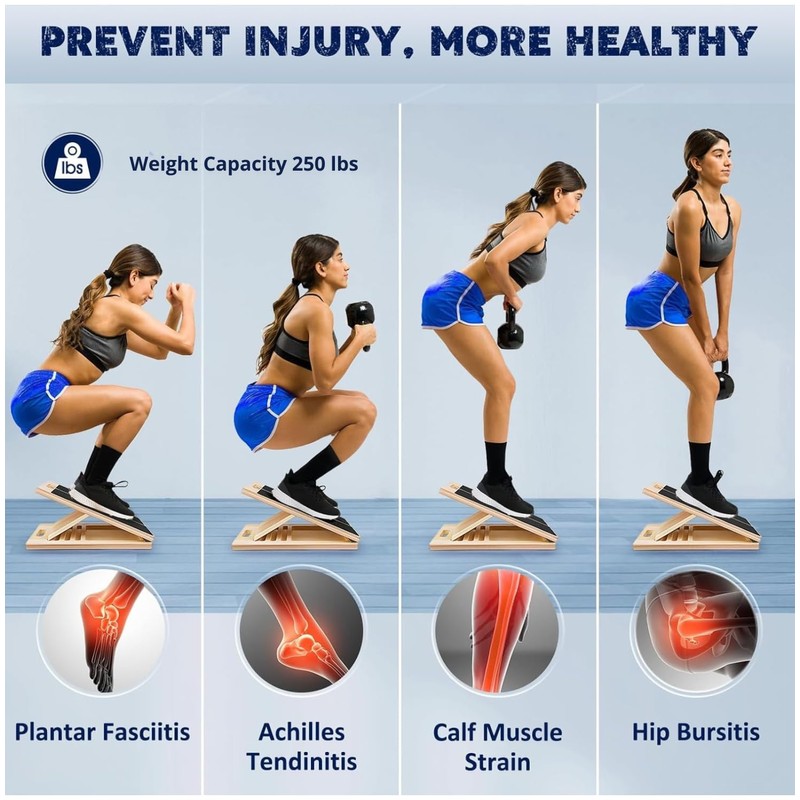 SSHAZ SPOT Professional Wooden Slant Board for Calf Stretching, Portable