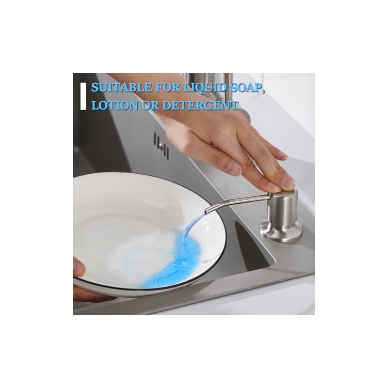 Sink Soap Dispenser Brushed Nickel, Soap Dispenser for Kitchen Sink