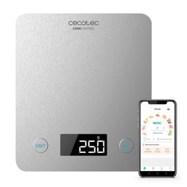 CookCOntrol 10000 Kitchen Scales with App Connection, Stainless Steel Processing, Printing Weight from 1 g to 5 kg, LCD Screen, Extra Flat Design, Anti-Fingerprint Coating
