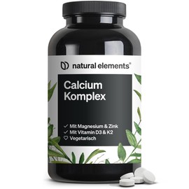 Calcium Complex with Magnesium & Zinc - 360 Tablets - 520 mg Calcium per Daily Dose - With Vitamin D3 & K2 - Optimal Dose, No Unnecessary Additives - Produced in Germany & Laboratory Tested
