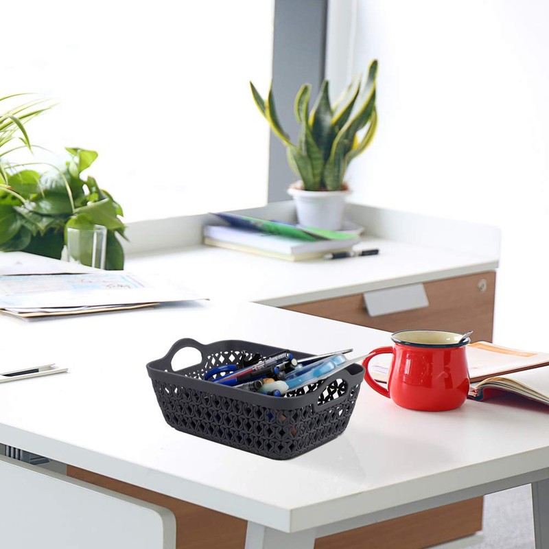 Leendines Mini Desktop Baskets 12 Packs, Grey Plastic Baskets for