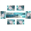 TQFZP Teal Blue Abstract Table Runner and Place Mats Set