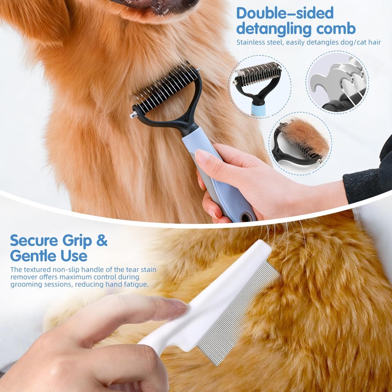 Oromaviela 8PCS Dog Rabbit Bunny Cat Grooming Kit,Self-Cleaning Brush,Nail Clipper,Grooming
