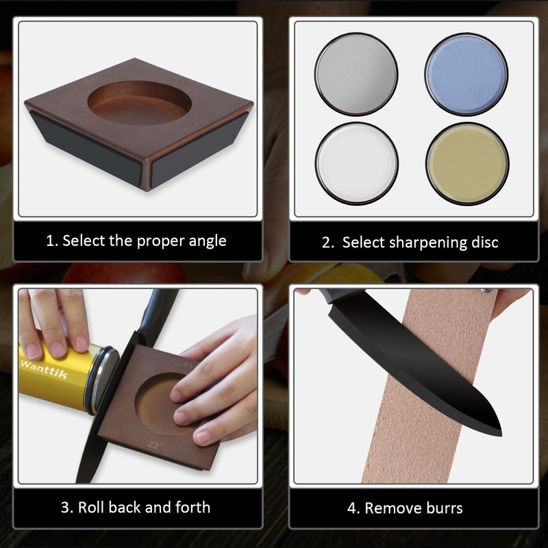 WANTTIK Rolling Knife Sharpener Kit, Upgraded Roller Knife Sharpener with