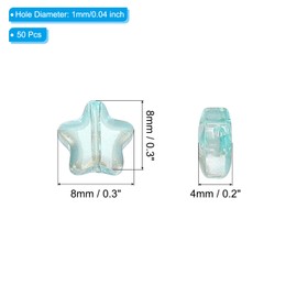 PATIKIL 8mm Crystal Star Beads, 50 Pcs Glass Spacers Bead Star Shaped Charm Pendants for Jewelry Making Bracelet Necklace DIY Crafts, Lack Blue