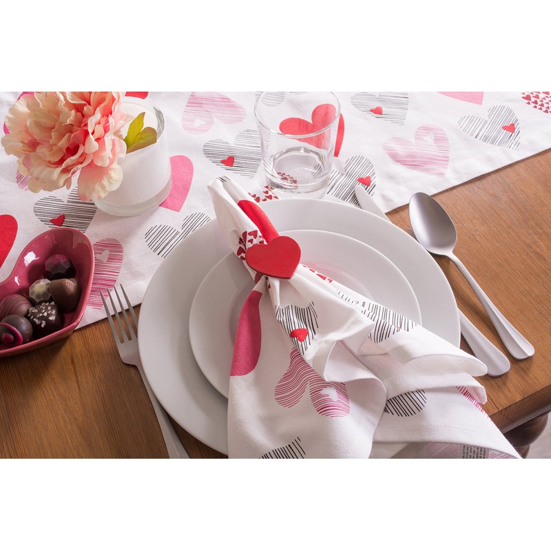 DII Valentine's Day Table Top Collection, Table Runner, 14x108, Hearts