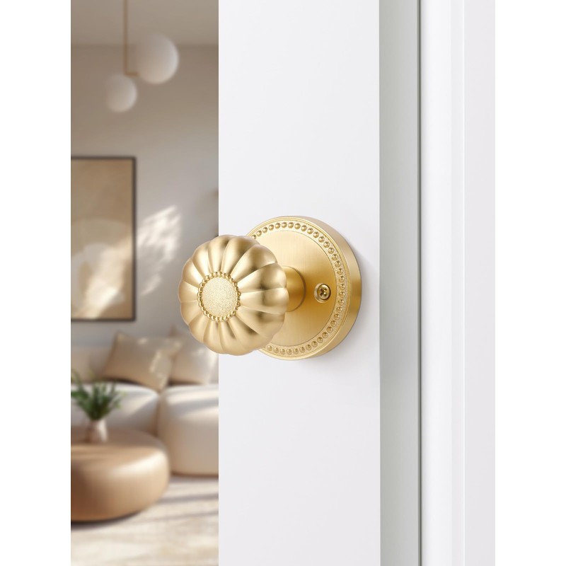 SORWDUERM Gold Door Knobs Passage Door Knobs Brushed Gold Interior