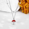 YAFEINI Mushroom Necklace Sterling Silver Mushroom Pendant Choker Mushroom Double