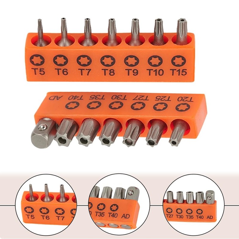 Saipor 14pcs T5 - T40 Torx Screwdriver Bit Set with