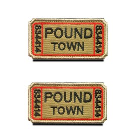 Pack of 2 Ticket to City Bond "Pound Town" Patch Tactical Funny Bands Patch for Airsoft Cosplay Paintball Tactical Biker Clothing Backpack Uniform Vest Dog Harness